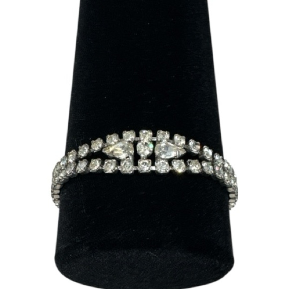Vintage Weiss Double Strand Rhinestone Bracelet